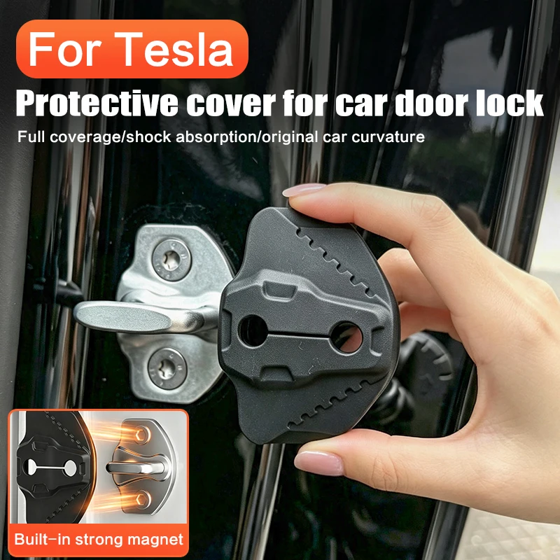 For Tesla Model 3 Highland Y Juniper YL X Car Door Lock Magnetic Silicone Cover, Shock Absorbing Sound Insulation Door Latch