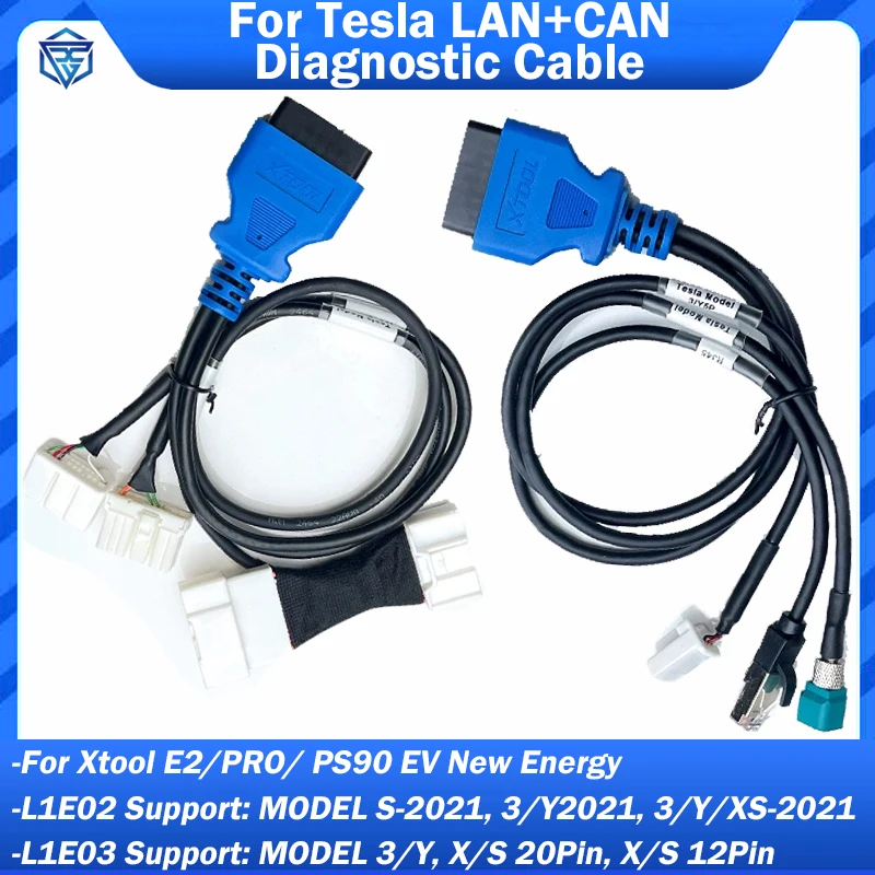 2026 For Tsla LAN CAN Diagnostic Cable Work With Xtool E2/ PRO/ PS90 EV New Energy for Tesla Model X S OBD2 Diagnostic Interface
