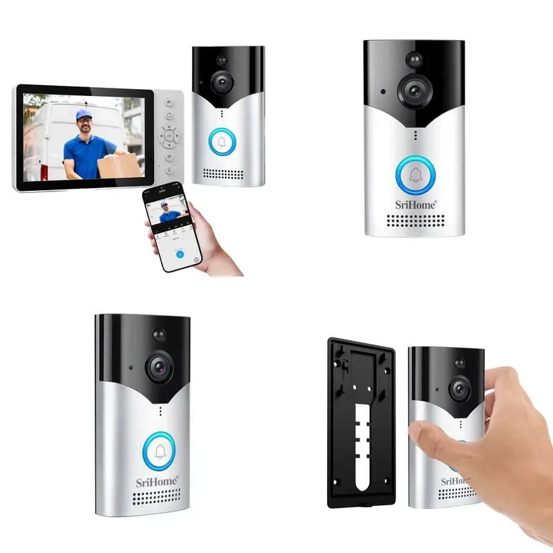 【CHIMU HOME】 Srihome Smart Video Doorbell 4MP 1440p LCD 5-inch Screen Wireless 2.4G Motion Detection for Villa Home Office