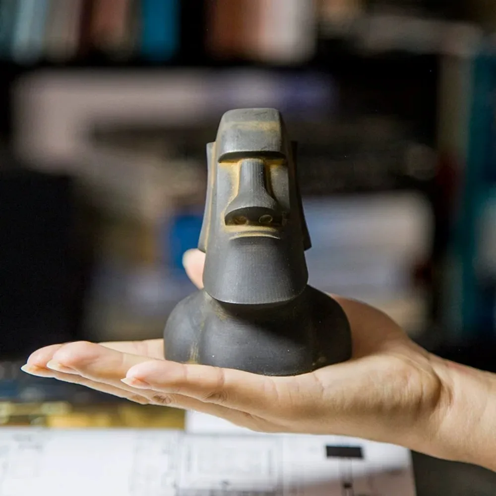 Easter Island Moai Statue Handmade Mini Figurine Desk Decor for Living Room Office Nordic Style