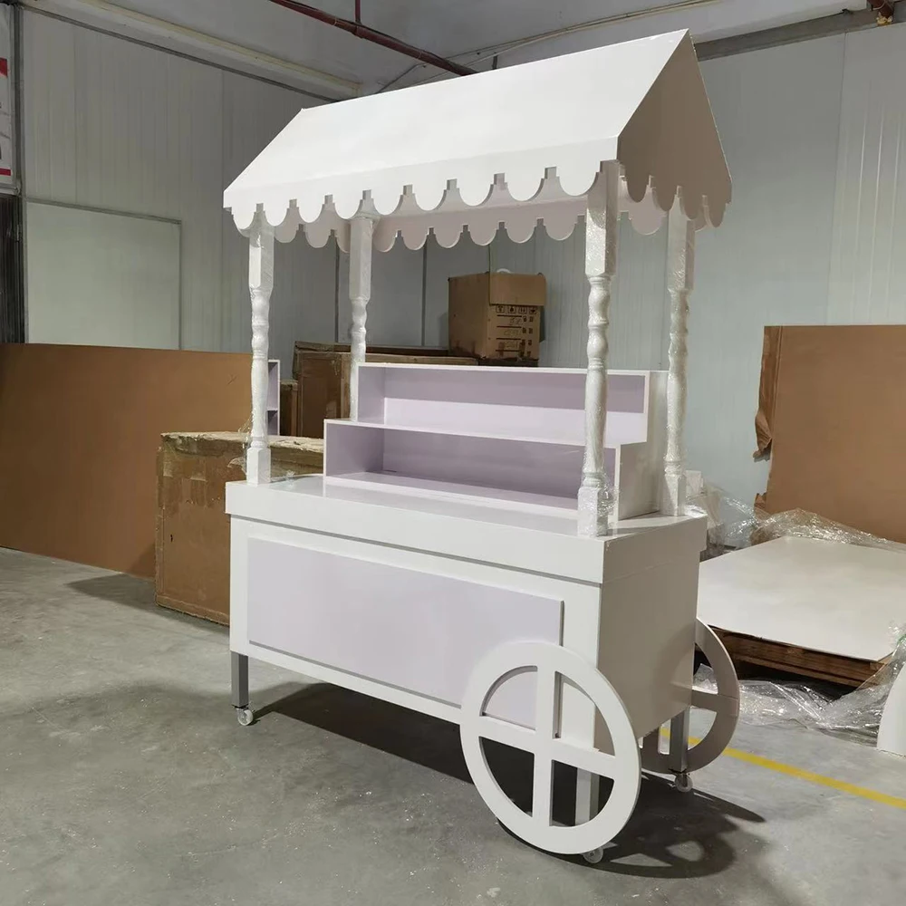 Popular Candy Cake Cart  Flower Cake Candy Cart With Shelf  For Wedding Decoration Party Supplies