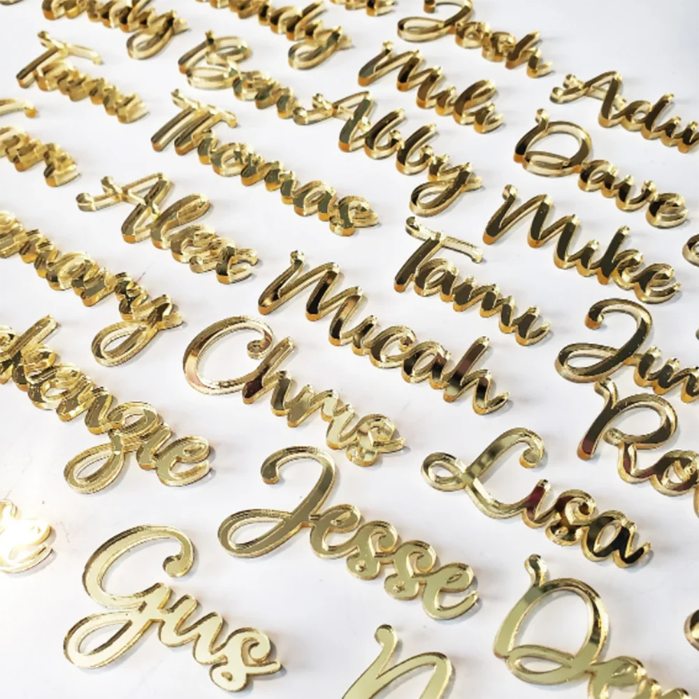 20Pcs Personalized Engraved Wedding Name Place Cards Custom Wedding Birthday Party Laser Cut Name Plate Setting Table Decor