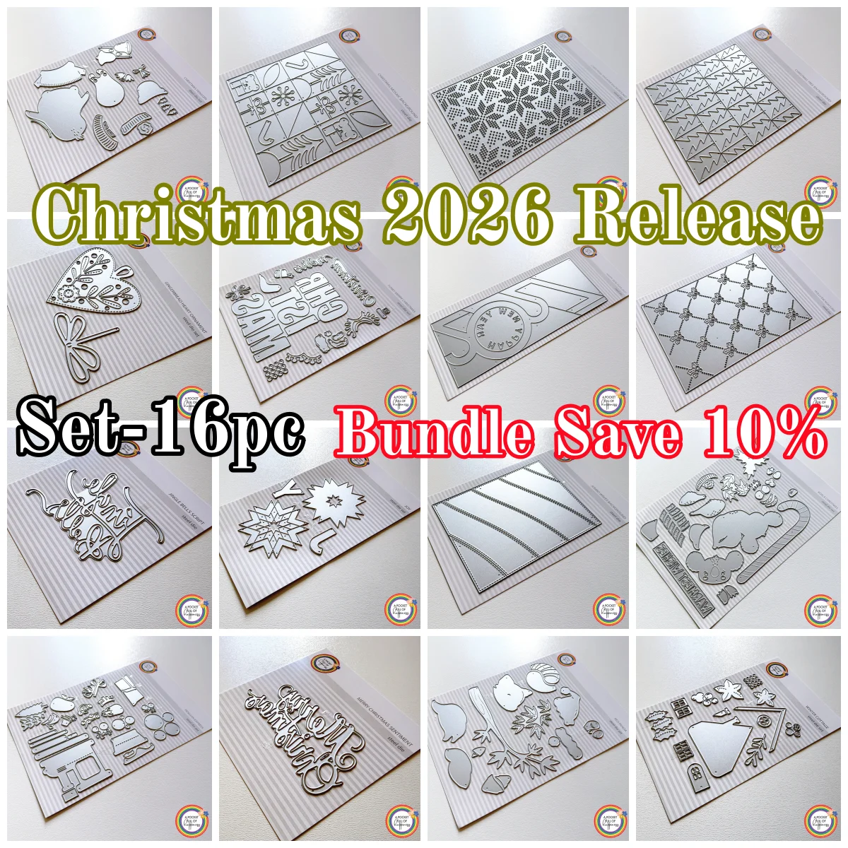 Happy New Year 2027 Christmas Tree Cottage Sweater Waves Background Cutting Dies for DIY Decorating Scrapbook Paper Card Die