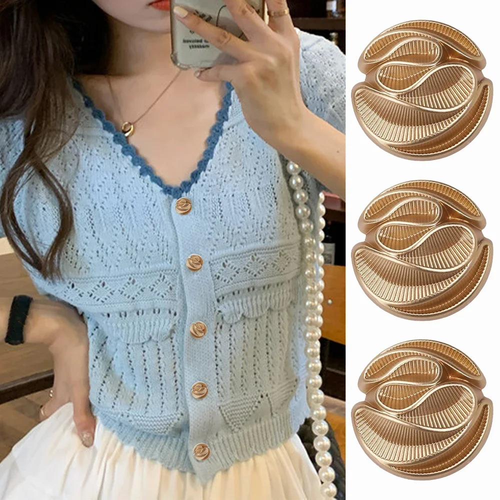 Elegant Irregular Stripes Design Metal Buttons, Suit Jacket, Knitwear, Jumper Coat, Simple Gold Decorative Buttons, 10 PCs/Set