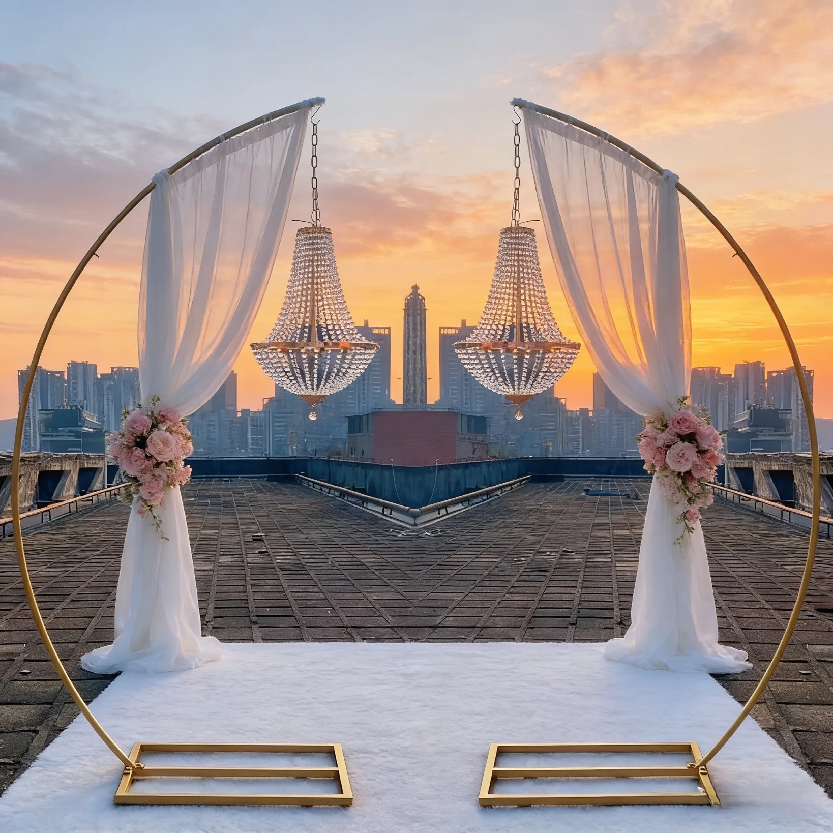 4pcs Luxury Wedding Decoration Prop Metal Arch Acrylic Pendant Lights Birthday Stage Party Corridor Center Piece Background Deco
