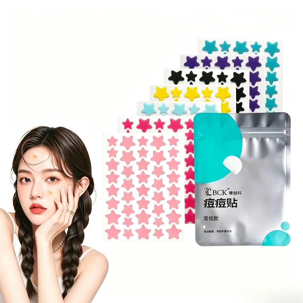 Star Hydrocolloid Acne Patch Absorbing Pimple Sticker Colorful Glitter Five Pointed Zit Remover Spot Treatment Ultra Gentle Soft