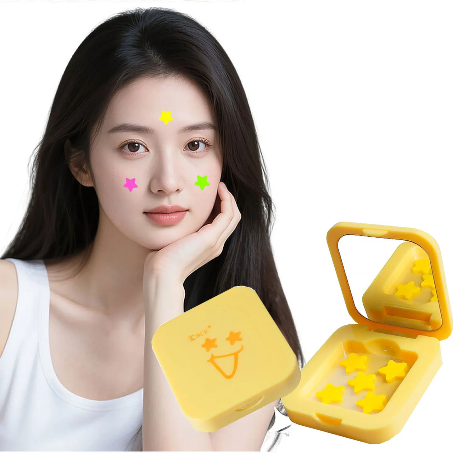 Makeup mirror case acne sticker colored stars acne sticker hydrocolloid cute acne sticker Skincare