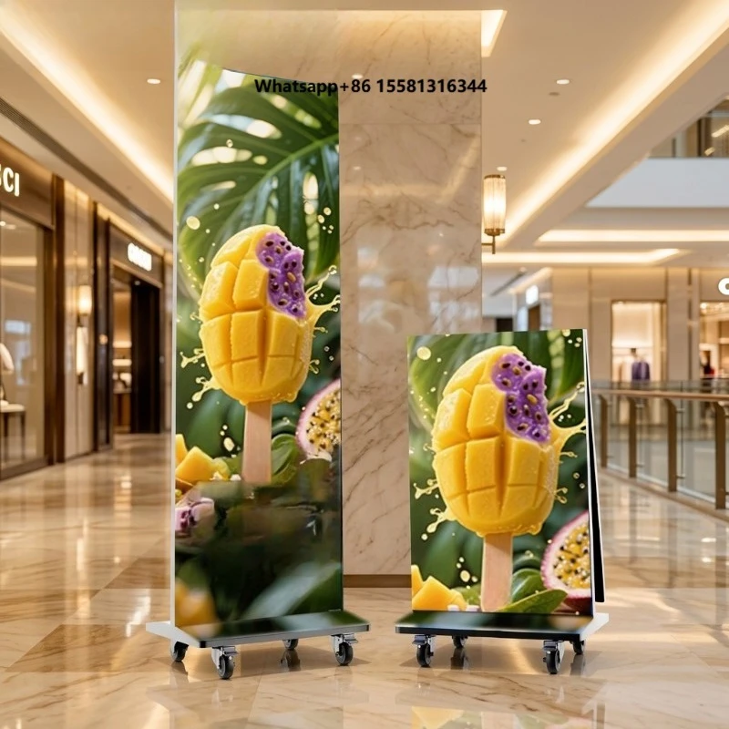 Foldable LED Poster Screen P2.5 IP54 Waterproof 1000cd Brightness Portable Stand Commercial Digital Signage for Advertising