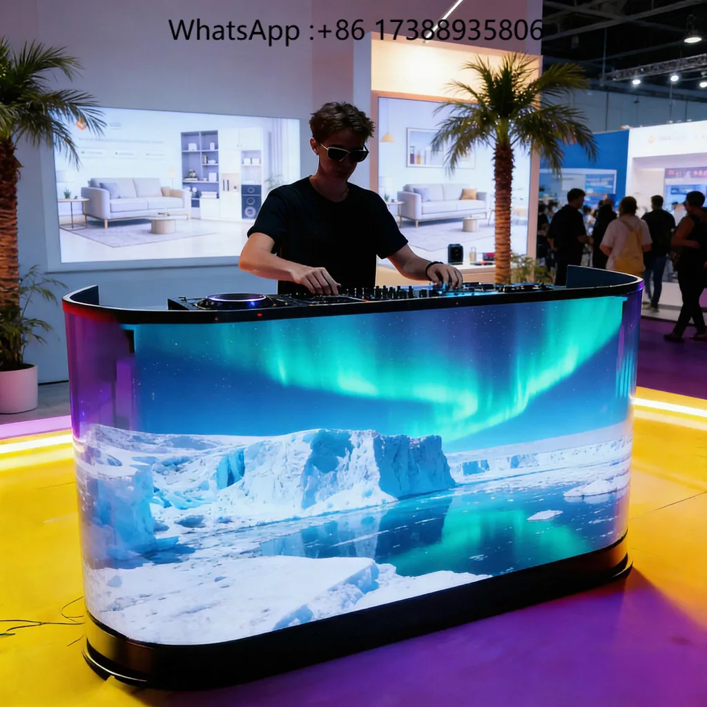 P1.53 P1.86 P2.5 Portable DJ Booth with LED Video Wall Display Screen for Stage Performance Music Event Wedding Nightclub
