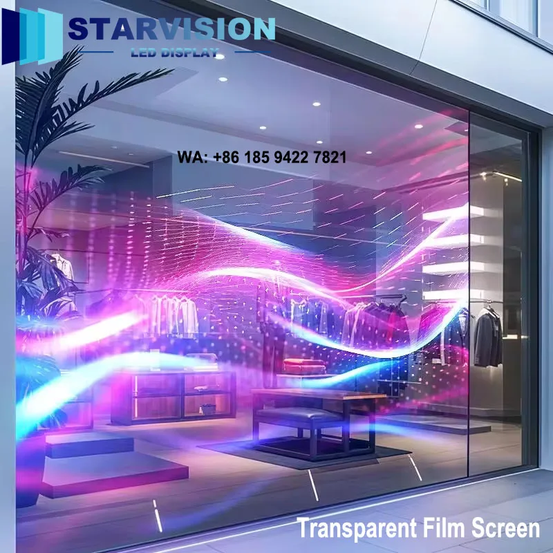 Bendable Flexible Transparent LED Film Screen Seamless Splicing Display for Curved Glass