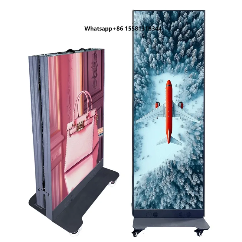 Foldable P2.5 LED Advertising Screen High Brightness Slim Digital Poster Display with Remote Control for Shops and Exhibitions