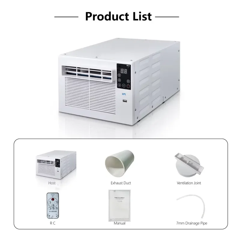 Mini Portable Solar Electric Air Conditioner Cooling Only for Camping Car Hotel Household Use with US AU Plug