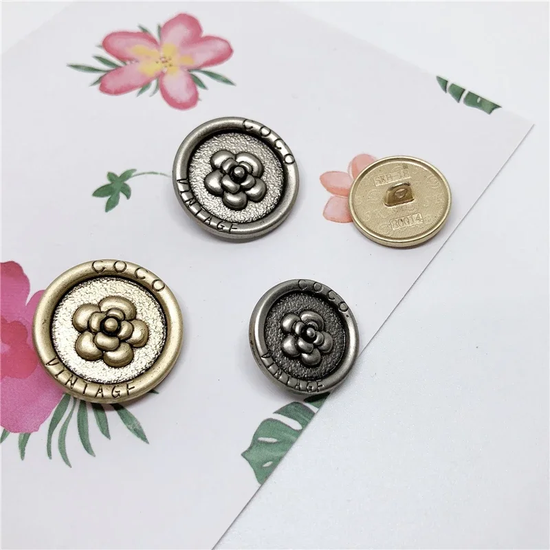 Flower Design Vintage Buttons for Coat, Handmade Sewing Material, Sewing Accessories, 20mm, Jacket Buttons
