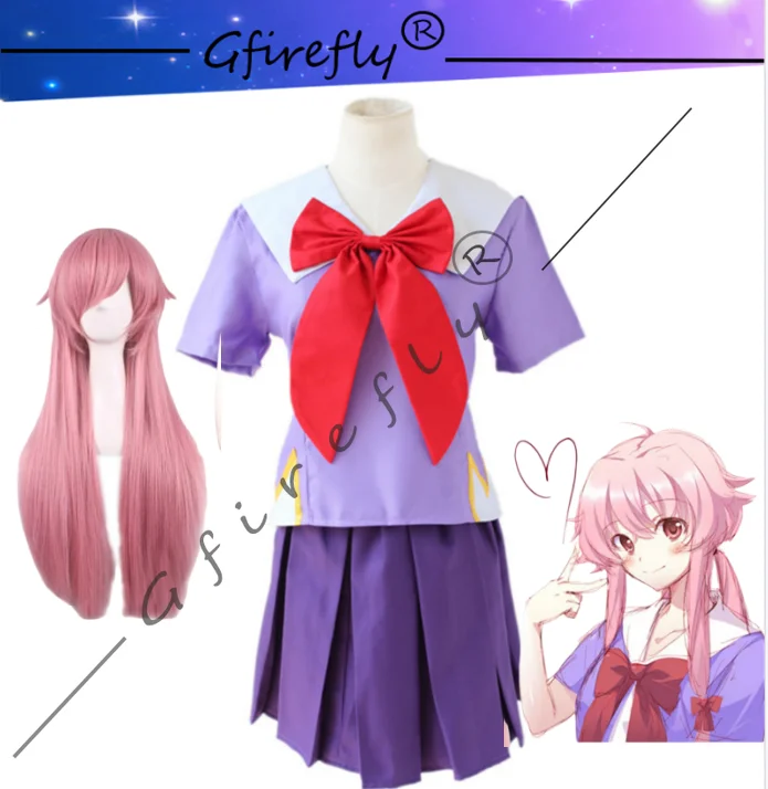 Future Diary Anime Character Gasai Yuno's Purple School Uniform Sailor Suit Cosplay Halloween Costume At The Comic Convention