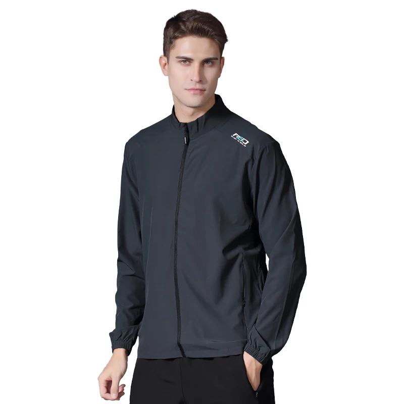 Outdoor Thin Coat Zipper Slim Hiking Gym Men Jogging Running Fitness Long Sleeve Breathable Print Letter Summer Sports Jacket
