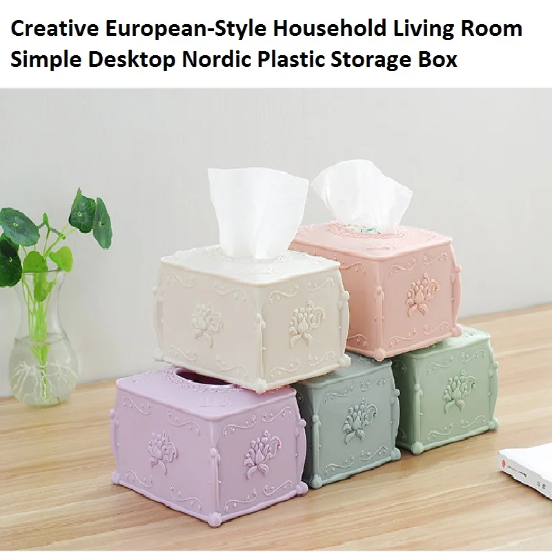 Nordic Plastic Storage Box, Simple Tissue Box, Creative European Style Household Living Room Desktop Tissue Box