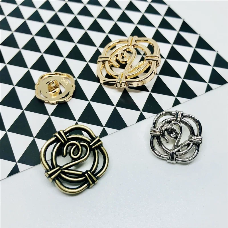 Hollow Metal Buttons for Clothing, Sewing Accessories, DIY Sewing Supplies, Big Buttons for Shirt and Jacket, 20mm
