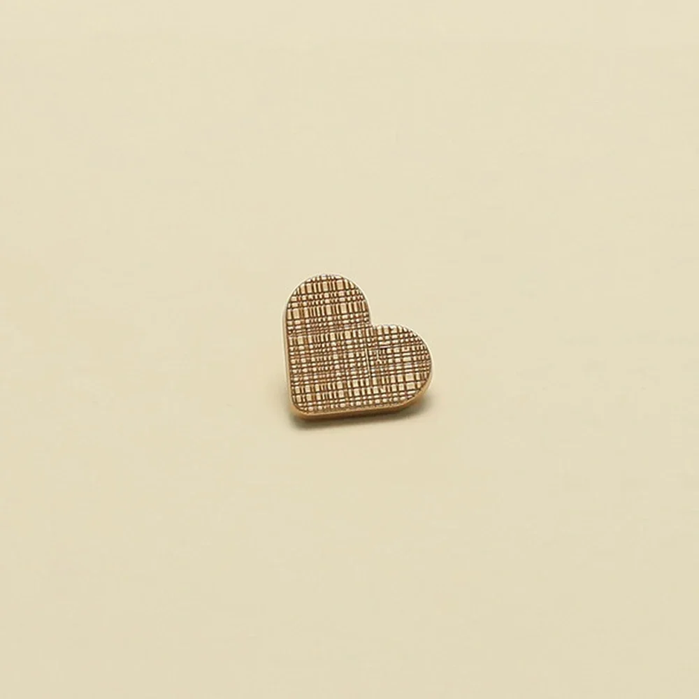 10PCS 18mm Heart Shape Metal Buttons Gold Color for Jackets Shirts Sweaters, Grid Design Fashion Decorative Sewing Craft Buttons