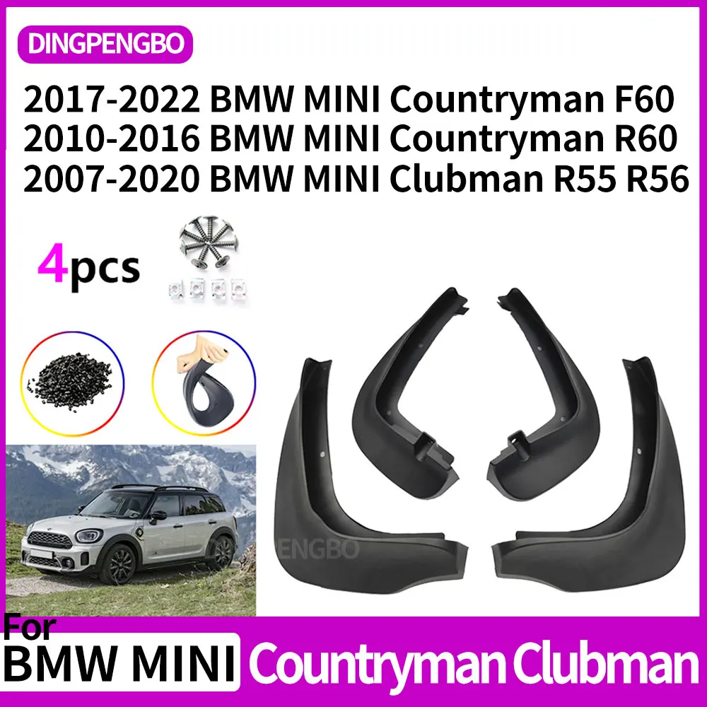 MudFlaps For BMW MINI  Countryman R60 F60 2010-2022 Clubman R55 R56 Mudguards Mud Flaps Splash Guards Fender Car Accessories