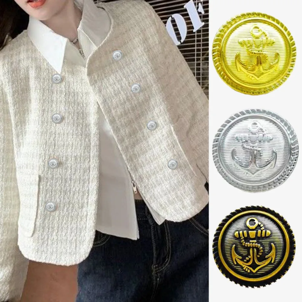 FCXDG 10pcs  Vintage Fashion Anchor Metal Buttons British Jacket Coat Suit Windbreaker Knitwear Versatile Sewing Buttons