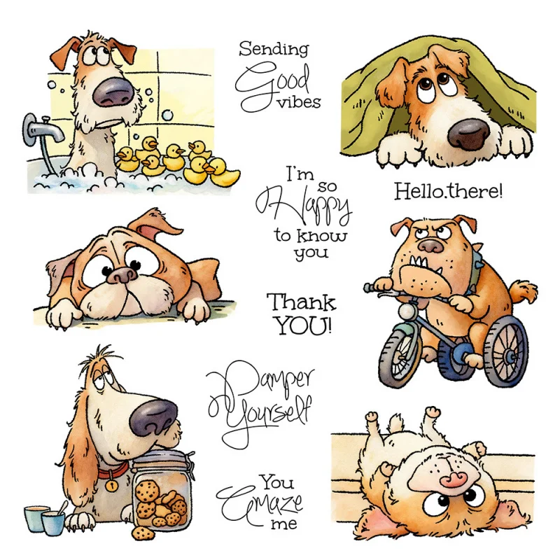 Bathing Puppy Clear Silicone Stamps Carbon Steel Cutting Dies DIY Scrapbook Journal Embossing Template Paper Card Making Craft