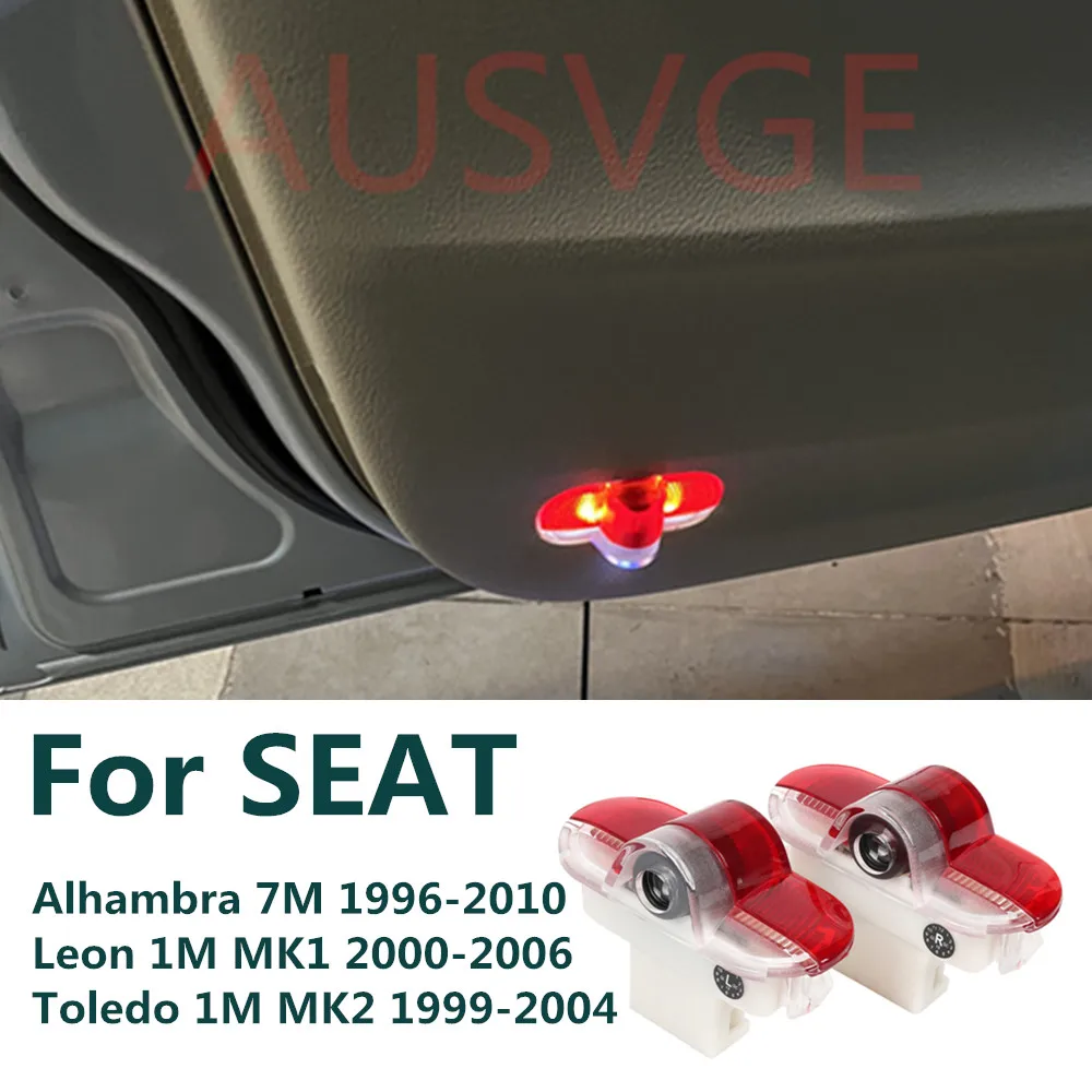 2X For Seat Alhambra 7M Leon 1M MK1 Toledo MK2 LED Car Door Logo Projector Welcome Ghost Shadow Warning Light Bulbs Accessories