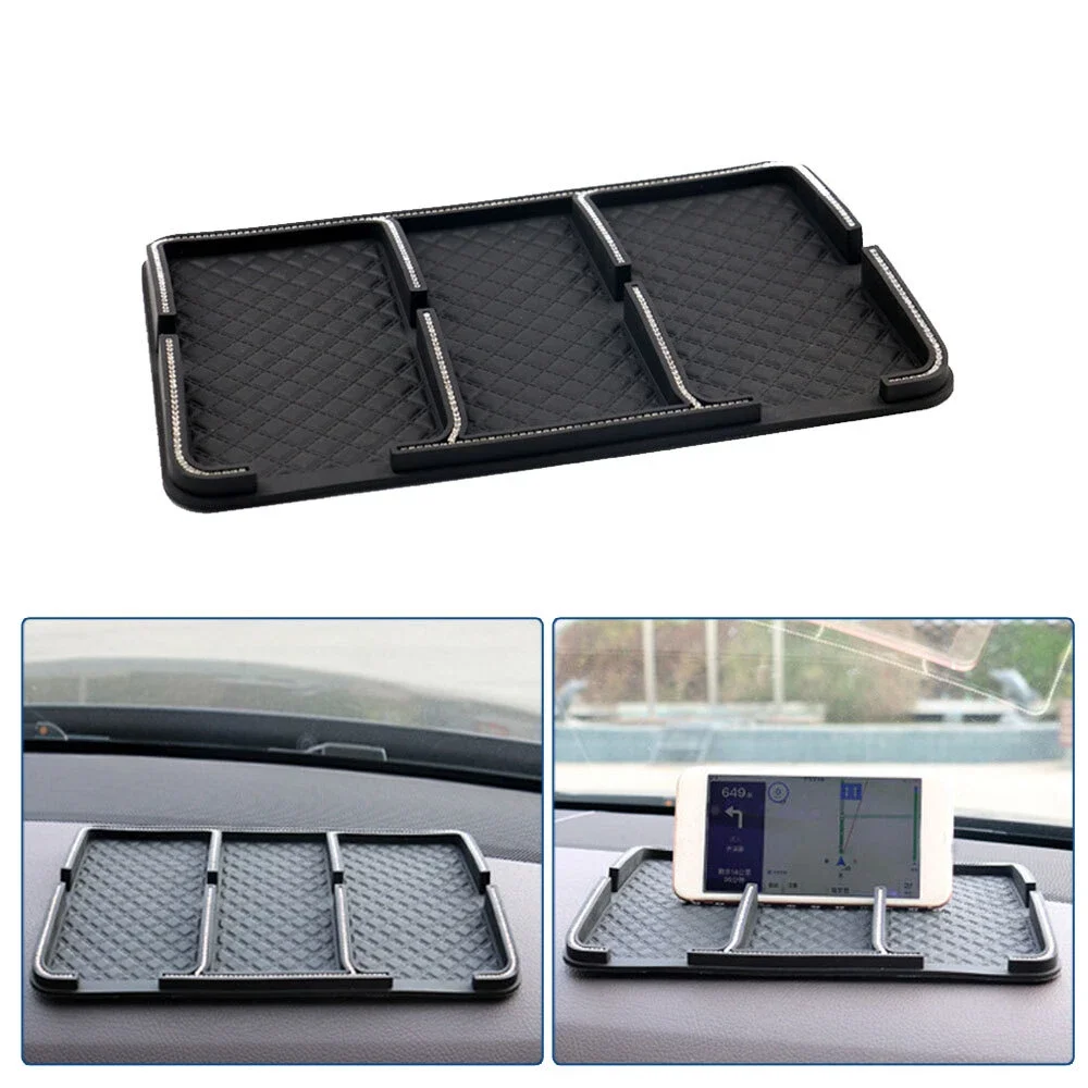 Car Ornament Phone Holder PVC Diamond Anti-slip Mat Multifunctional Auto Dashboard Cute Sticky Pad For GPS Coins Car Dolls Gift