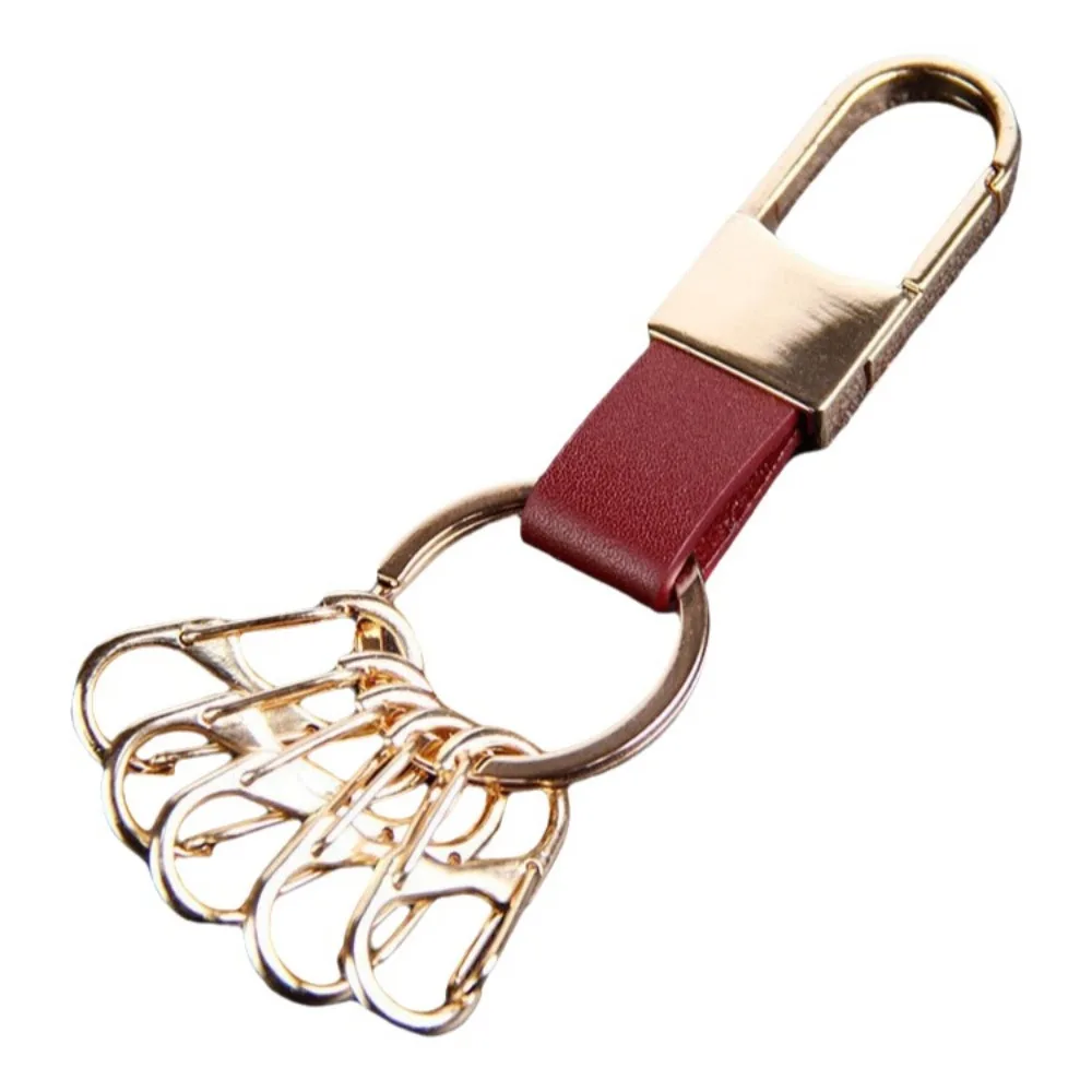 Minimalist Men's Leather Car Key Ring Anti-Lost Durable Waist Hanging Key Chain 8-shaped Buckle Quick Detachable Car Key Holder