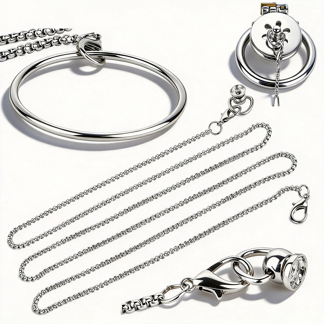 FRRK Stainless Steel Sexy Leash Chain Detachable Rope For Sissy Flat Chastity Cage Male Denial Control Advanced Player Sex Toys