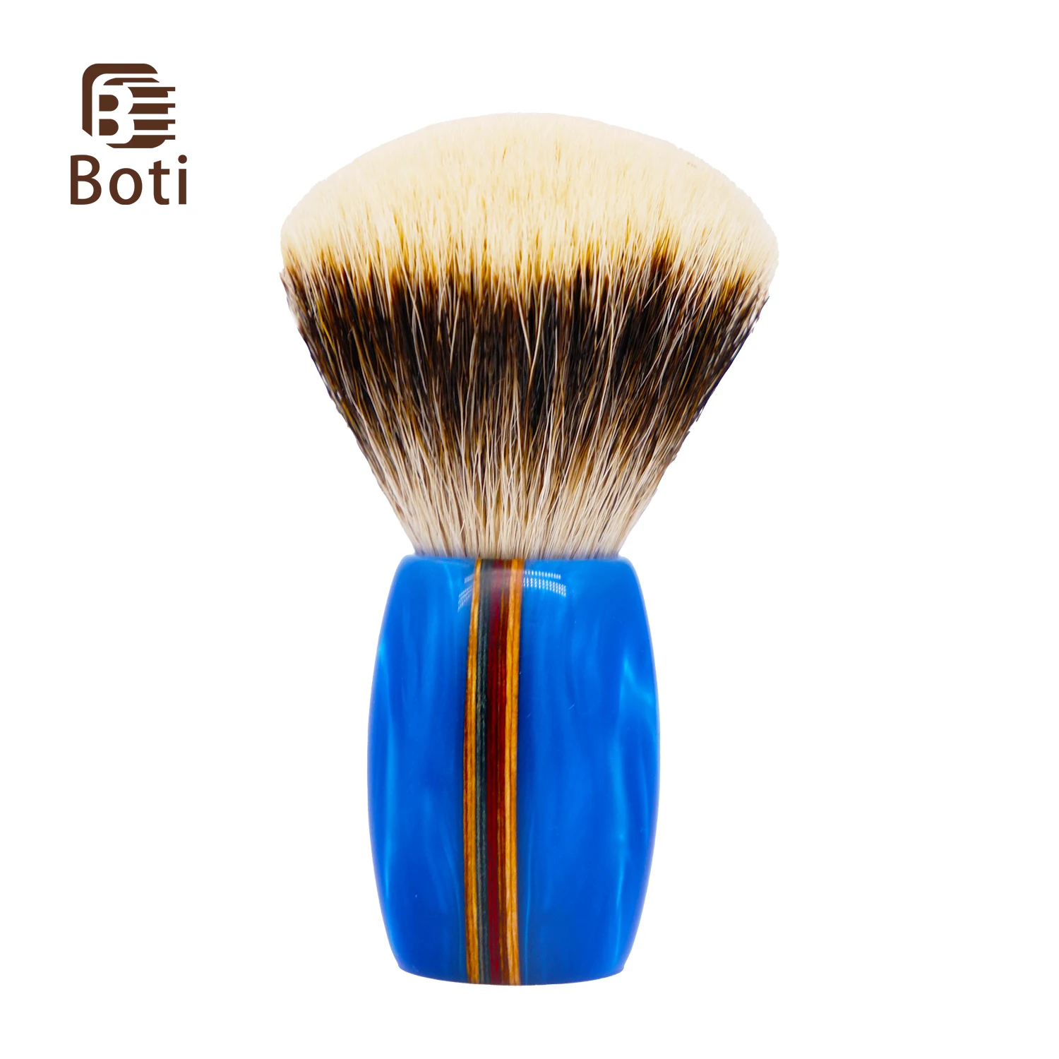 Boti Shaving Brush Fan SHD Captain Three Band with Tree and Sea Resin Wooden Handle Men's Beard Styling Wet Shaving Tools