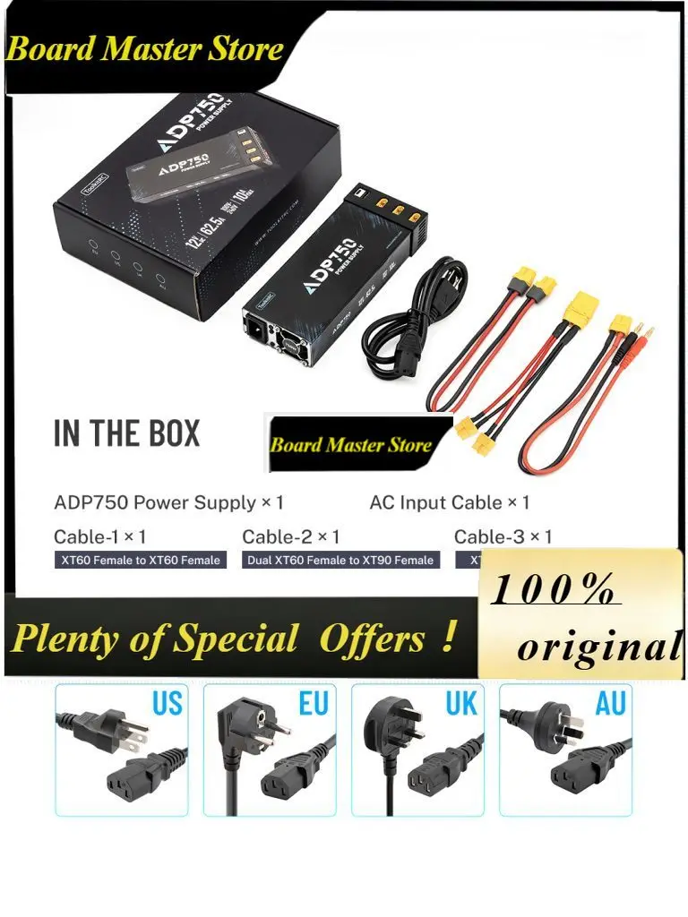 BoMaSToolkitRC ADP750 Power Supply Adapter 750W XT90 XT60 Output 12V 30A AC Input 100V-240V For ToolkitRC Battery Charger RC Mod