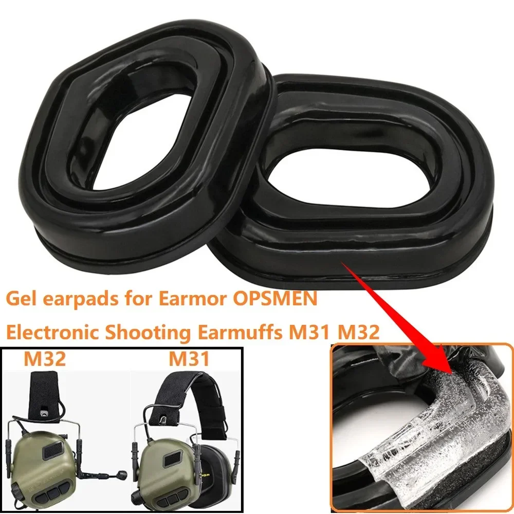 Gel Earpads Replacemnt Compatible with Earmor OPSMEN Electronic Shooting Earmuffs M31 M32 Tactical Headset Airsoft Hunt Earmuffs