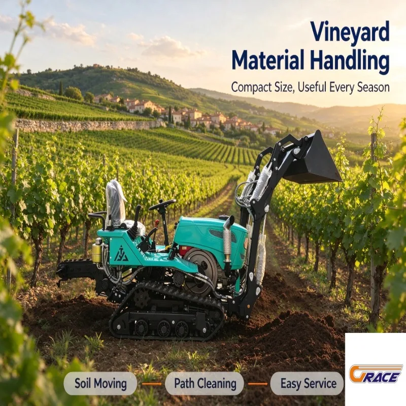 Tracked Mini Tractor, Multi Accessory Support Excavator Arm, Log Grapple, Rock Breaker, Auger Drill Agricultural Machine