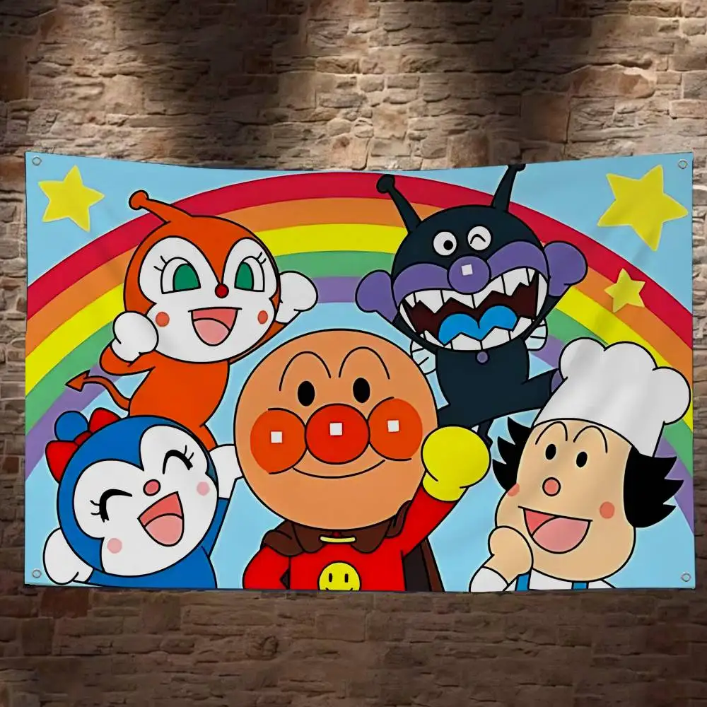Anime Anpanman Movie Creative Pattern Hanging Flag Polyester Printed Banner Hand Pulled Flag