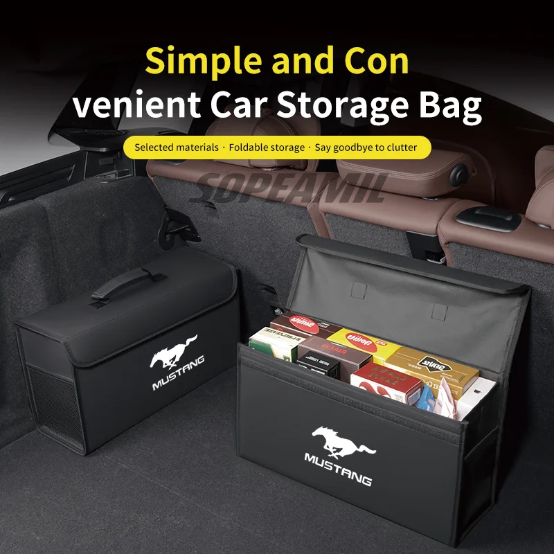 Car Storage Box Large Capacity Organizer Foldable Stowing Tidying Bag Ford Mustang Shelby GT 350 500 Auto Interior Accessories