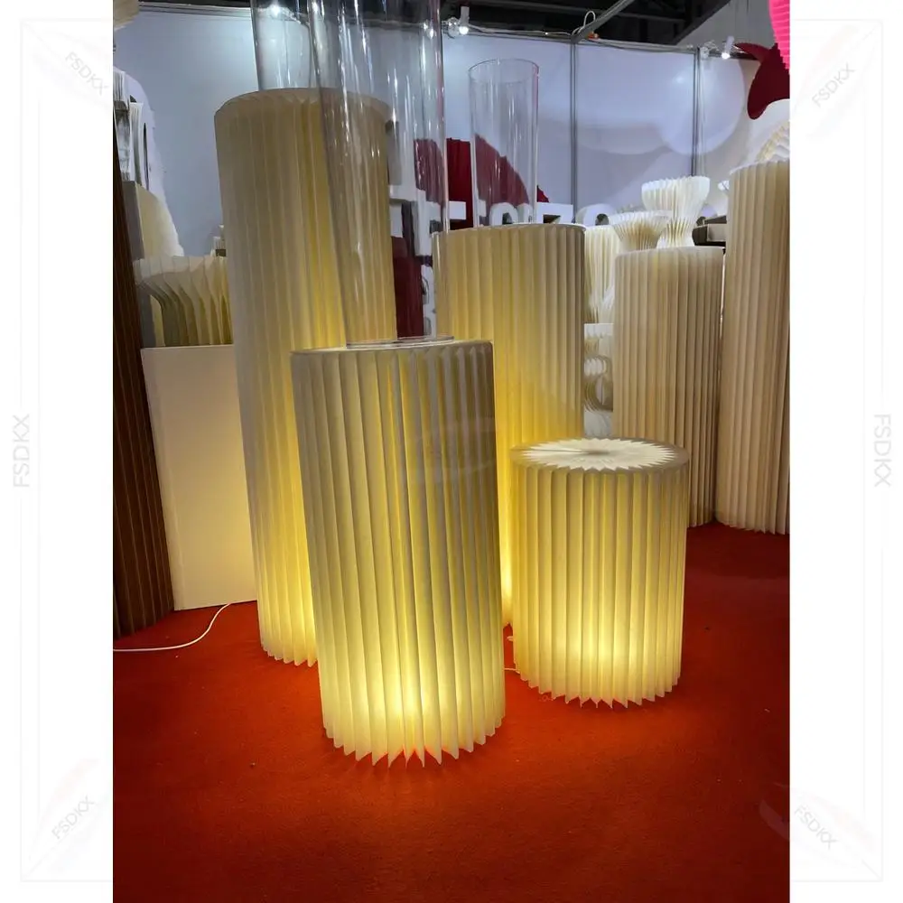 Foldable Honeycomb Cylindrical Roman Columns Wedding Decoration Paper Ornaments Props Party Dessert Table Box Packed