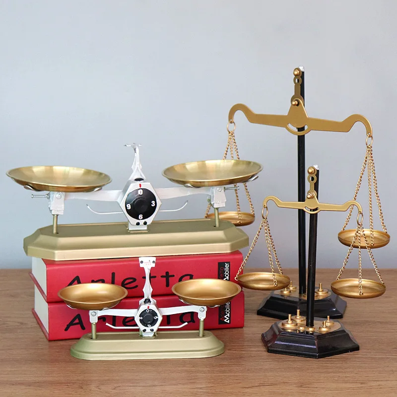 DIY handmade Vintage Iron Metal scale balance Model Home Decoration handcraft Vintage ornaments