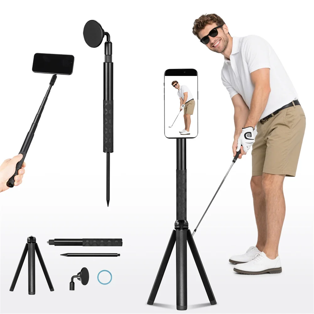 Aluminum Magnetic Golf Monopod Magnet Selfie Stick Golf Tripod Stand for Golf Traing Aid Swing Recording for Magsafe iPhone 16