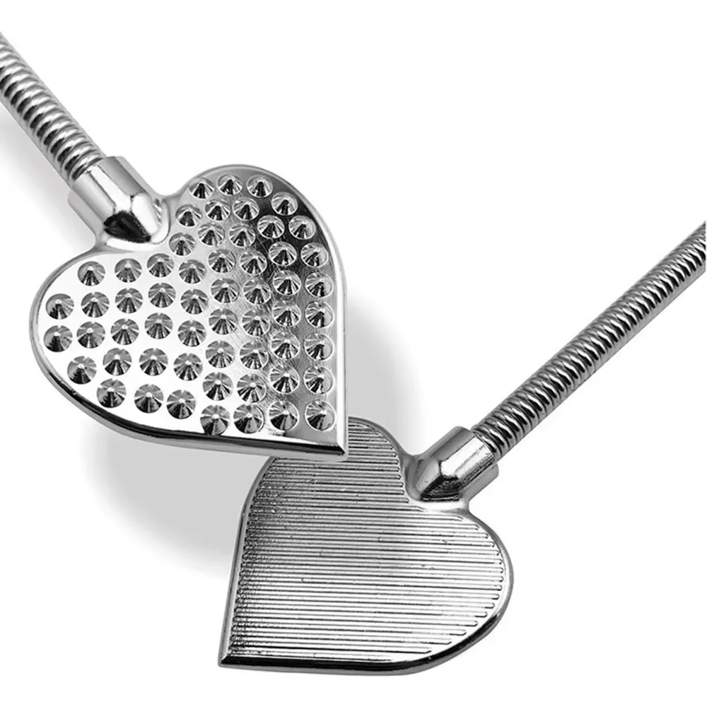 FAAK 32CM Heart-Shaped Stainless Steel Paddle SP Metal Butt Racket BDSM Sex Toy Sharp Nail Teasing And Training Whip
