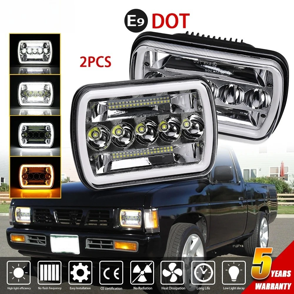 400W 5x7 Inch Led Headlights 7x6 80000LM Led Headlamp Hi/Low Turn Signal Dot E9 DRL For Offroad 4x4 Accessories 12V 24V