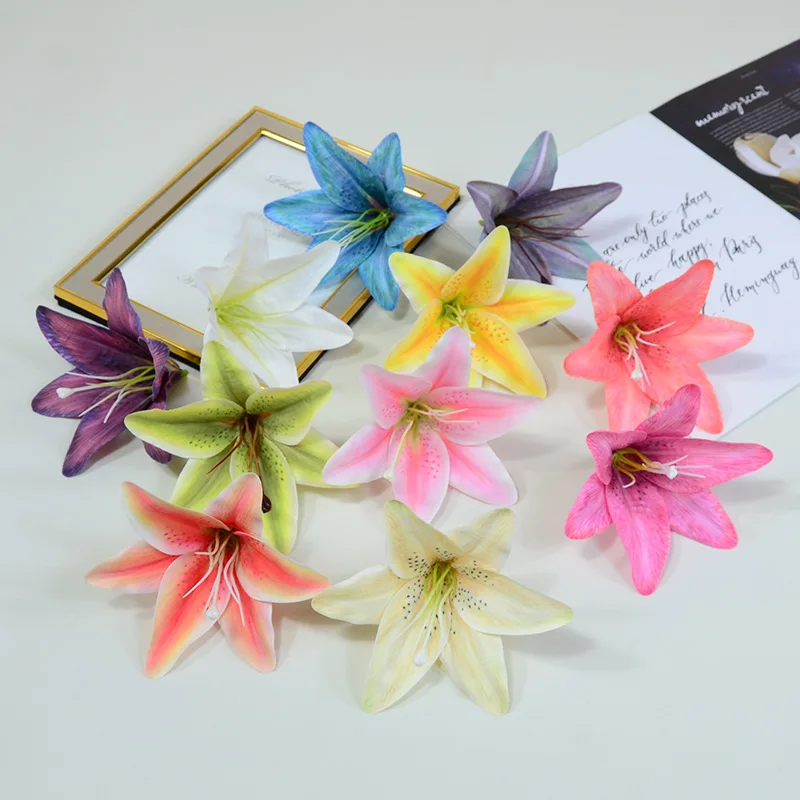 14cm Artificial Silk Flower Head Big Lily For Wedding Wall Bouquet Decoration DIY Garland Home Home Xmas Floristry Decorative
