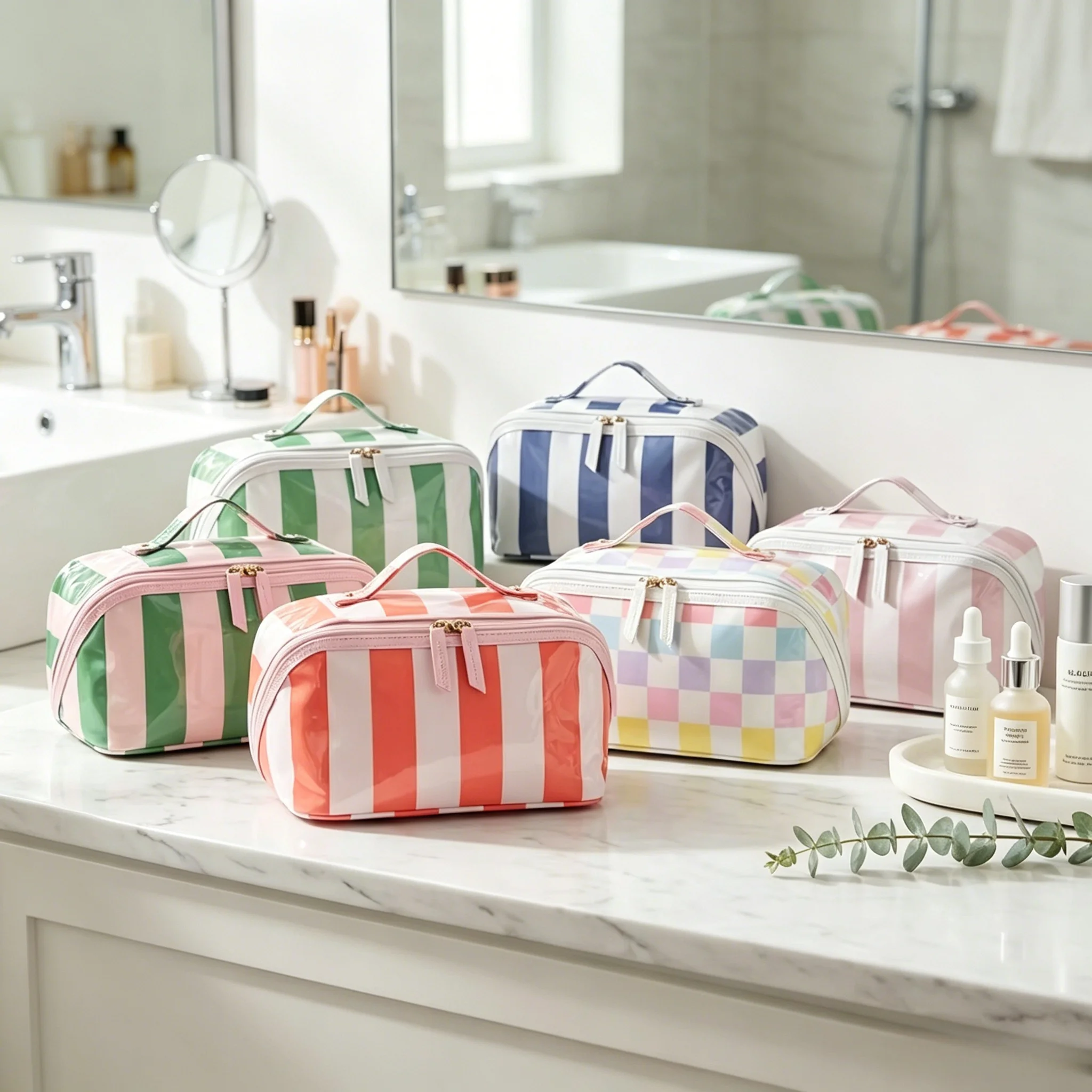 Travel Make Up Pouch for Purse,Zipper Toiletry Cosmetic Brush Skin Care Case ,Tech Electronic Organizer,Small Canvas Storage