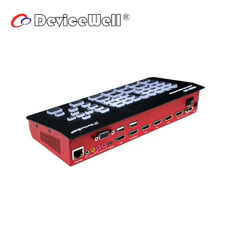 NEW DeviceWell HDS7105 V2021 Super Mini Switcher 4 HD-MI + 1 DP Inputs 5 Channel 1080P OBS Stream HD SDI Video Switcher