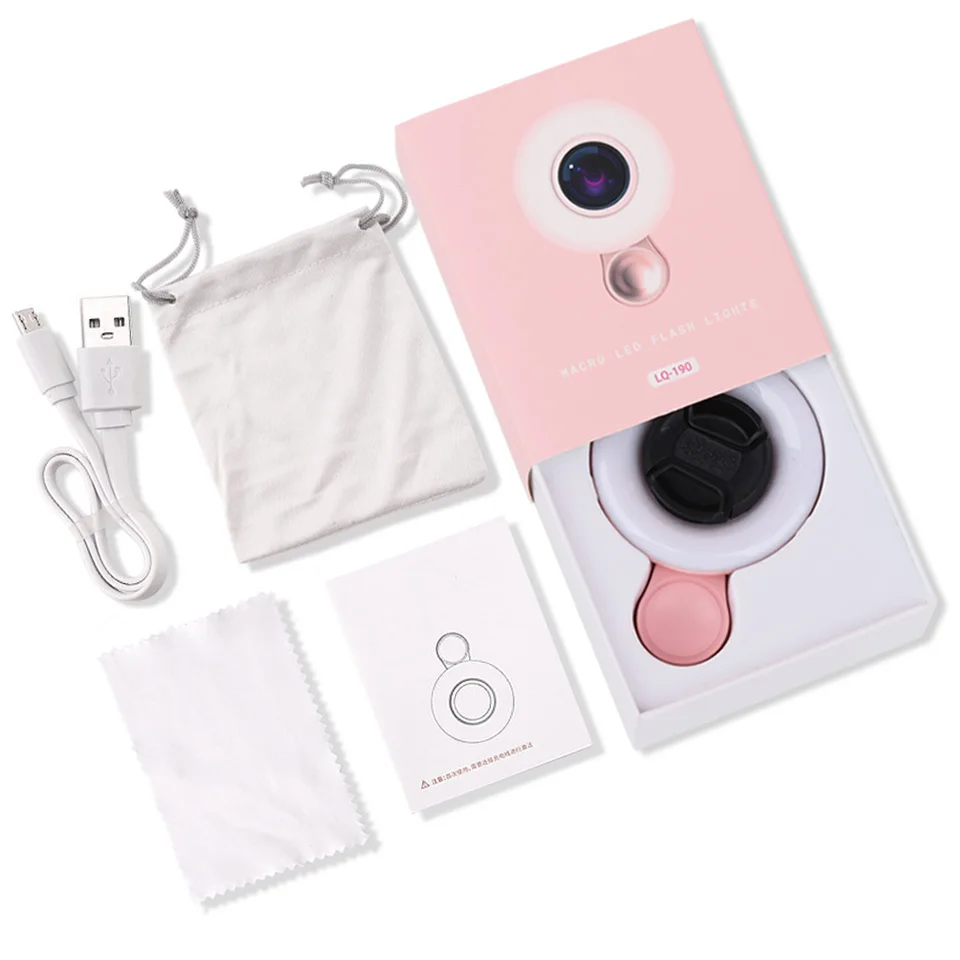 New Lens for Mobile 15X Fill Ring Light Selfie Live Lamp Camera Lens with LED Universal Flash Smartphone Portable Light Clip