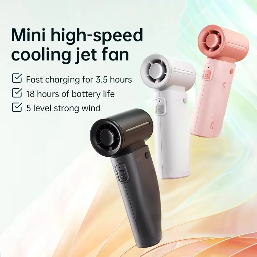 Handheld Turbo Fan,Super Strong Wind,5 Speeds,Long Battery Life,,USB Rechargeable,Multipurpose Pocket fan