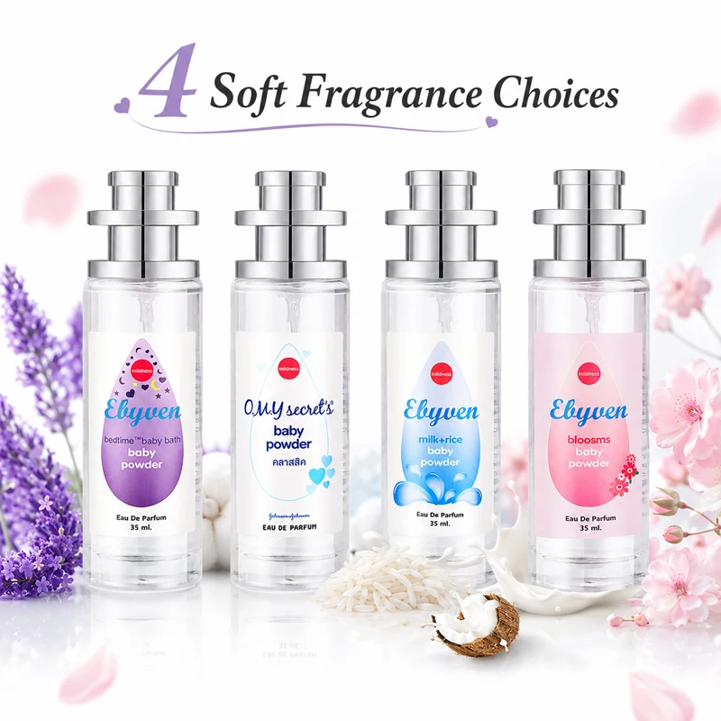 2pcs 35ml Baby Powder Perfume for Women Long Lasting Eau de Parfum Spray 4 Scents Milk Rice Lavender Floral Travel Fragrance