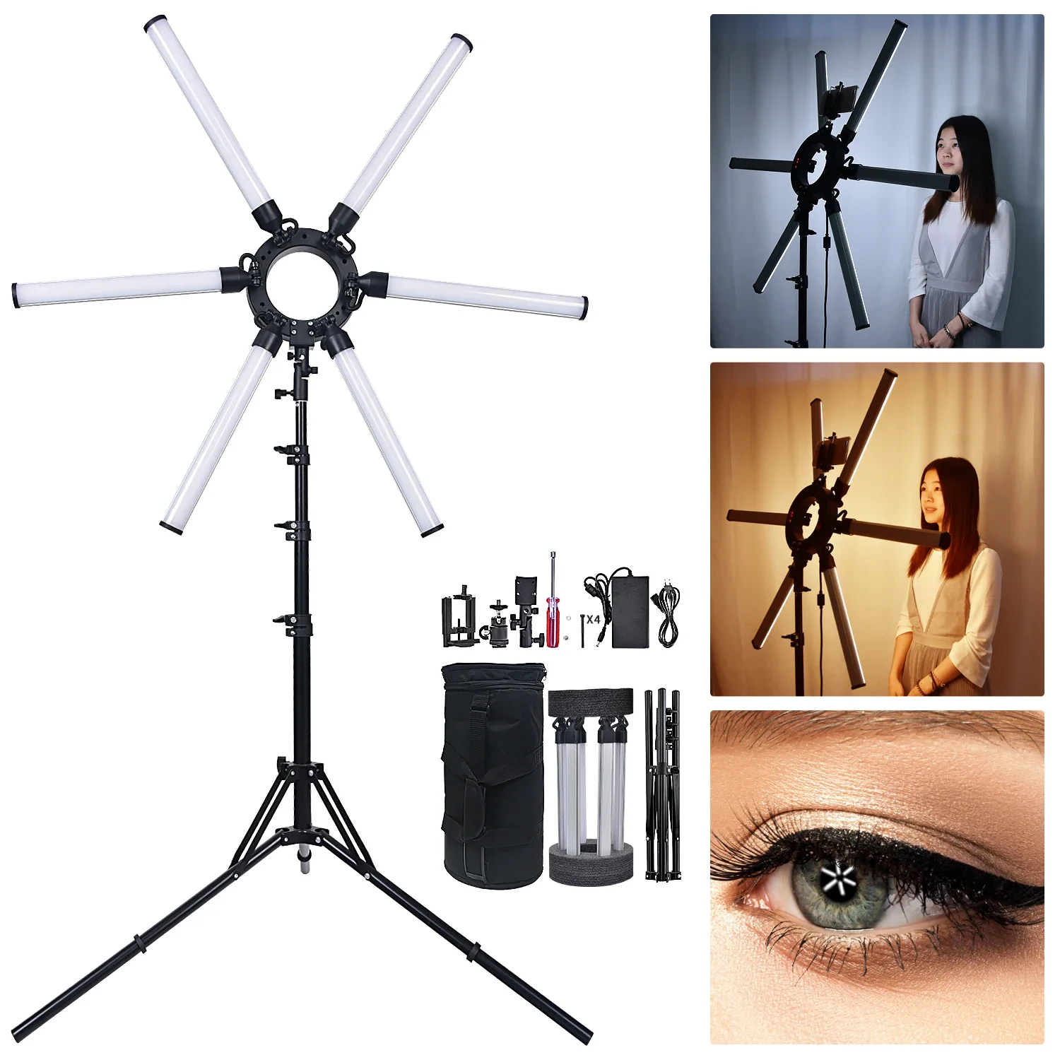 FOSOTO Star Ring Light Multimedia Video Ring Lamp 120W Photography Lamp With Tripod For Makeup Video Photographys