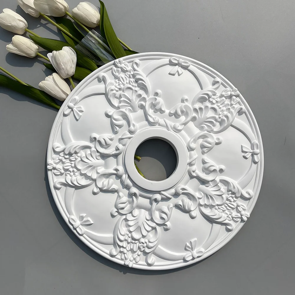 PU Lamp Panel Round Panel Ceiling Lamp Pool Chandelier Base Decorative Carved Imitation Plaster