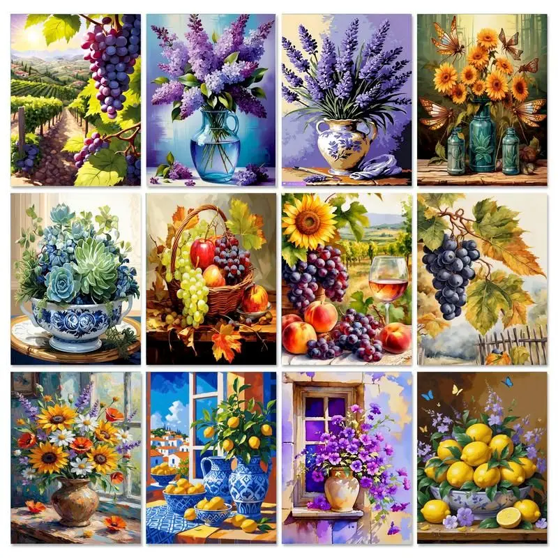 GATYZTORY pictures by numbers flowers Painting Kit For Adults Paint By Numbers Canvas Acrylic Picture With Numbers For Home Deco