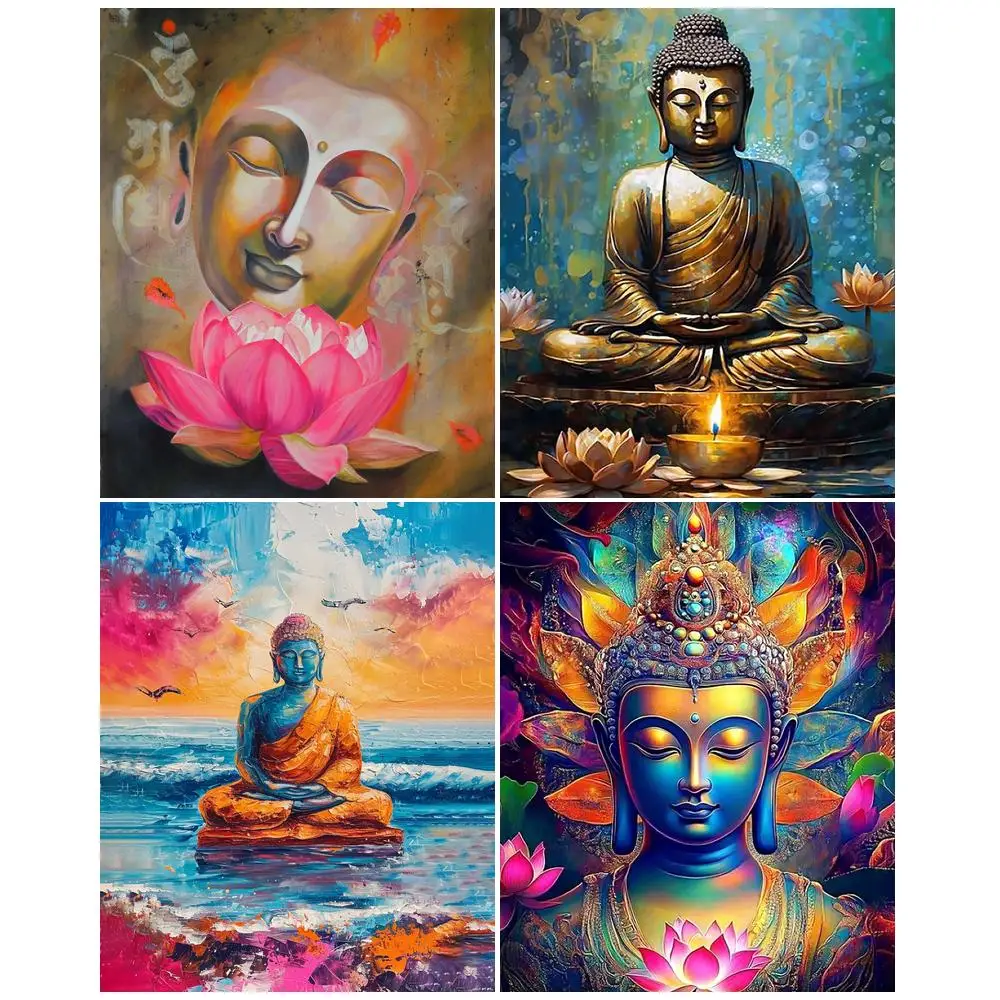 GATYZTORY Paint By Numbers Kits Crafts DIY Kits for Beginners Buddha Craft Supplies Living Room Decoration Canvas Painting
